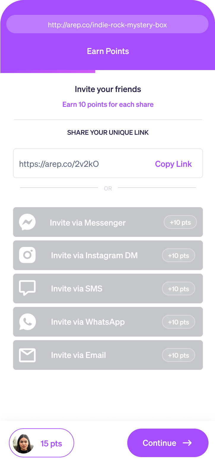 Offer points for engagement