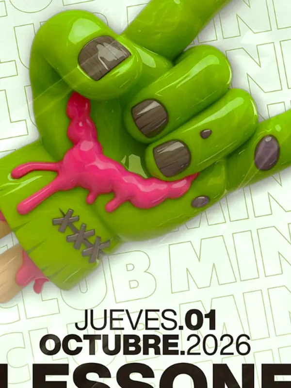 Cartel de MINICLUB: JUEVES 01 - LESSONE | ROWORTH / 00:00-7:30AM / FREE ENTRY ALL NIGHT