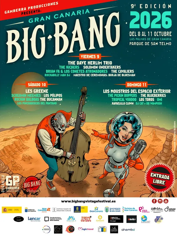 Cartel de Big Bang Festival: Paul Collins, Les Rencards, Trouper's Swing Band, Titis Twister