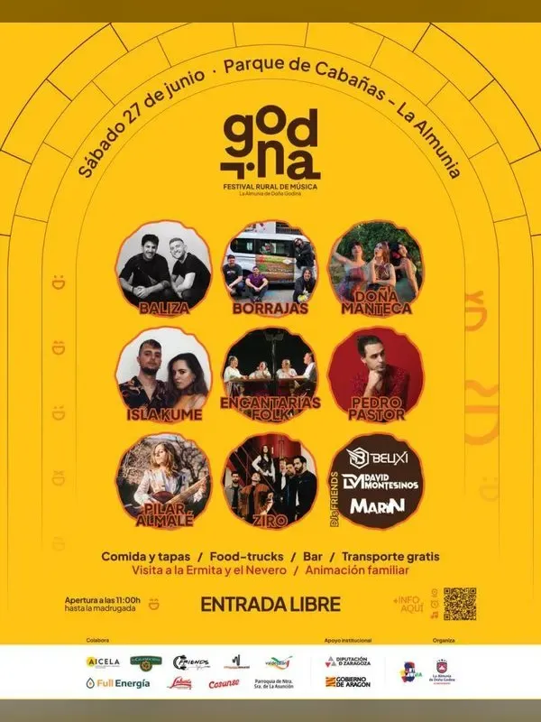 Cartel de Festival Godina: Baliza, Pedro Pastor, Isla Kume, Encantarias Folk, Doña Manteca