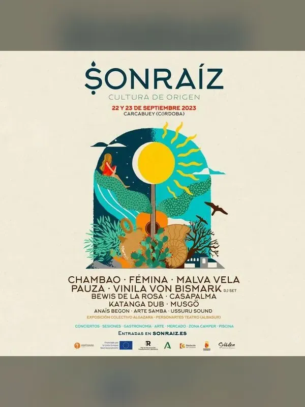 Cartel de Festival Sonraíz: Queralt Lahoz, Blanca Paloma, La Yegros, Vinila Von Bismarck, Hempress Sativa