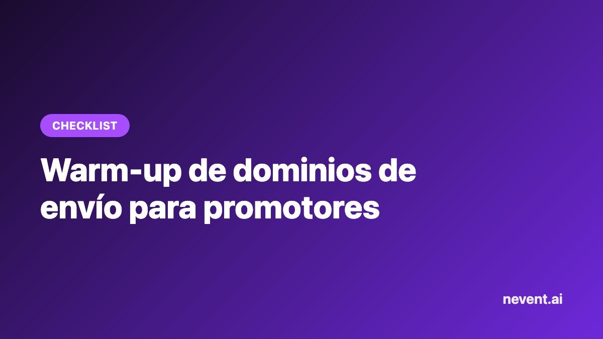 Portada del checklist: warm-up de dominios de envío para promotores de eventos